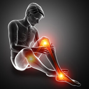 3d illustration of male leg joint pain